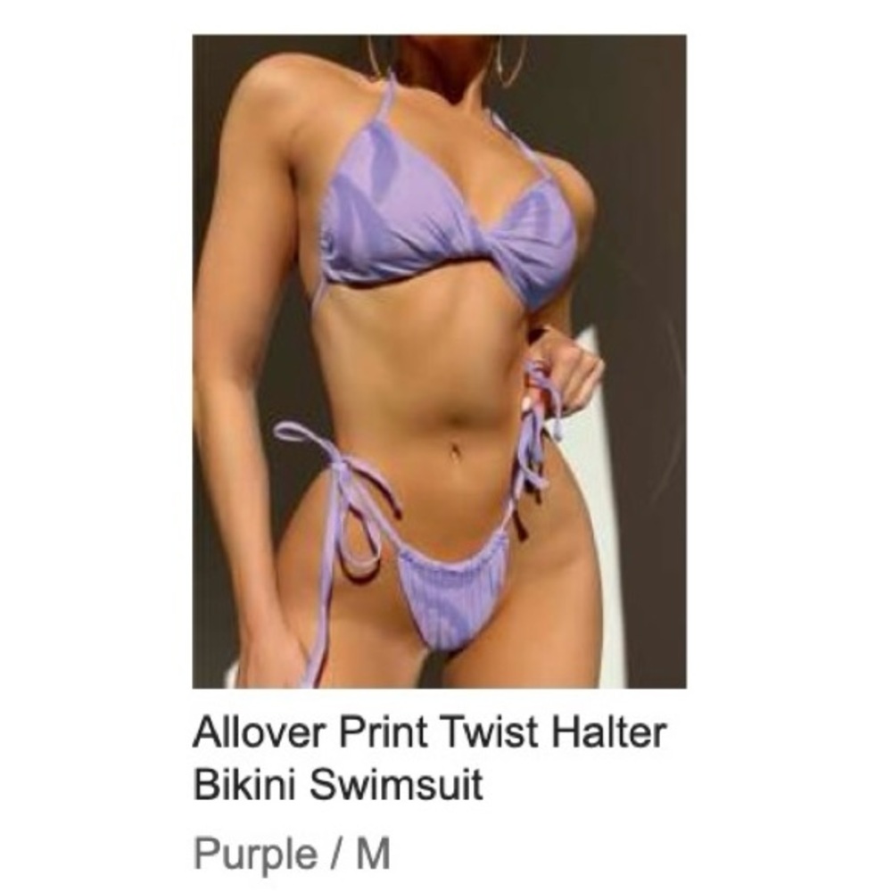 Lilac Twist Halter Bikini with Side Tie Details